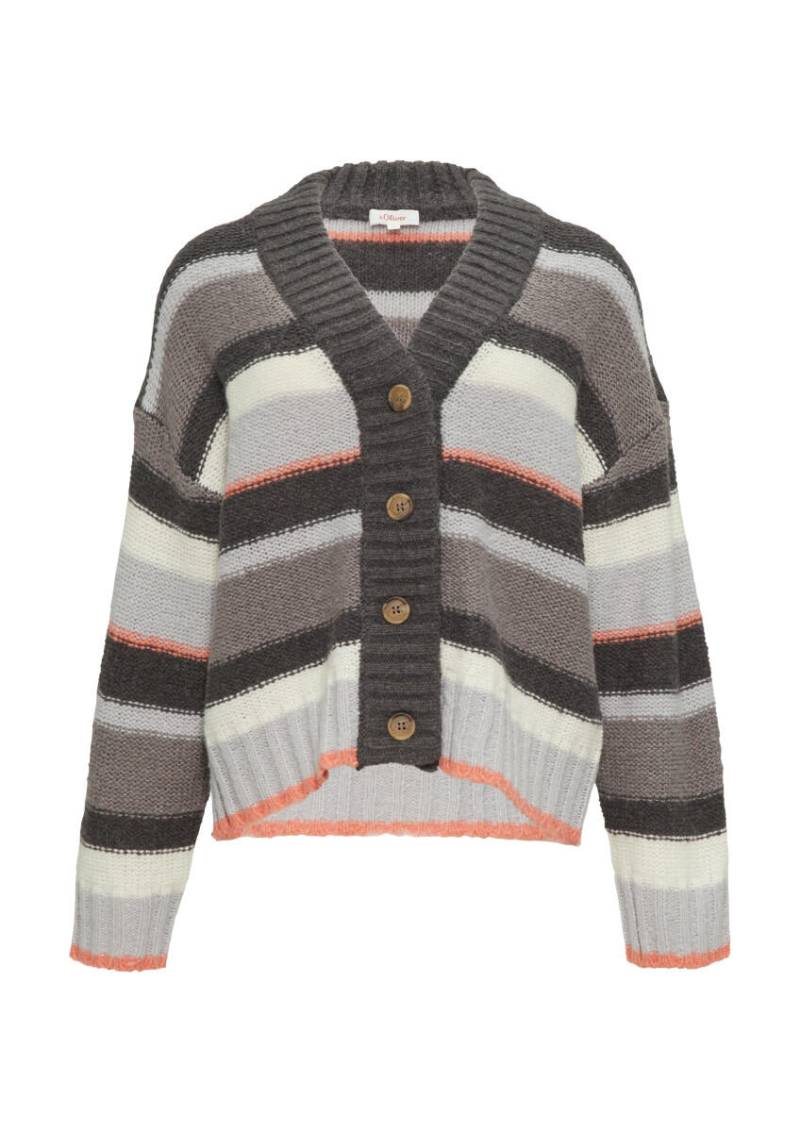 s.Oliver Red Label - Kurze Strickjacke mit breiter Knopfleiste grau - Gr. - 42 von s.Oliver Red Label