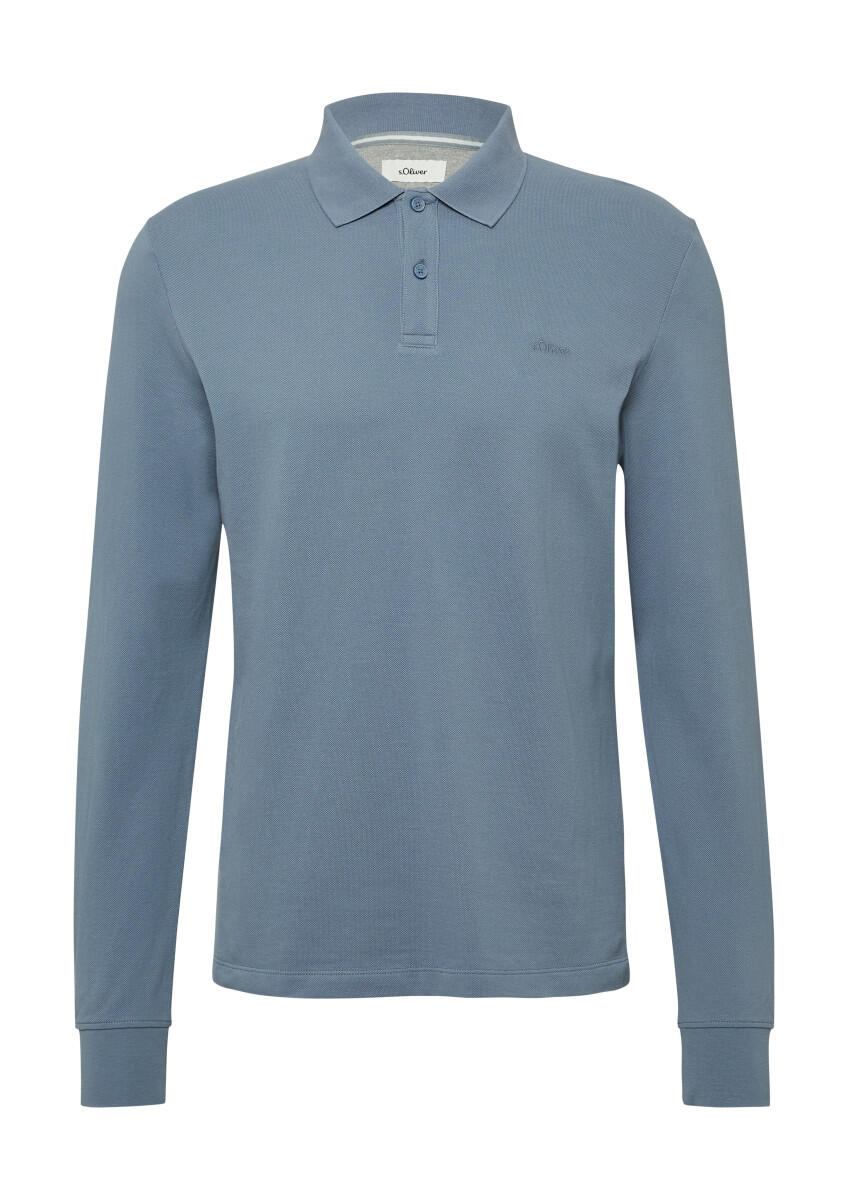 s.Oliver Red Label - Langarm-Poloshirt aus Baumwoll-Piqué mit Bündchen blau - Gr. - M von s.Oliver Red Label