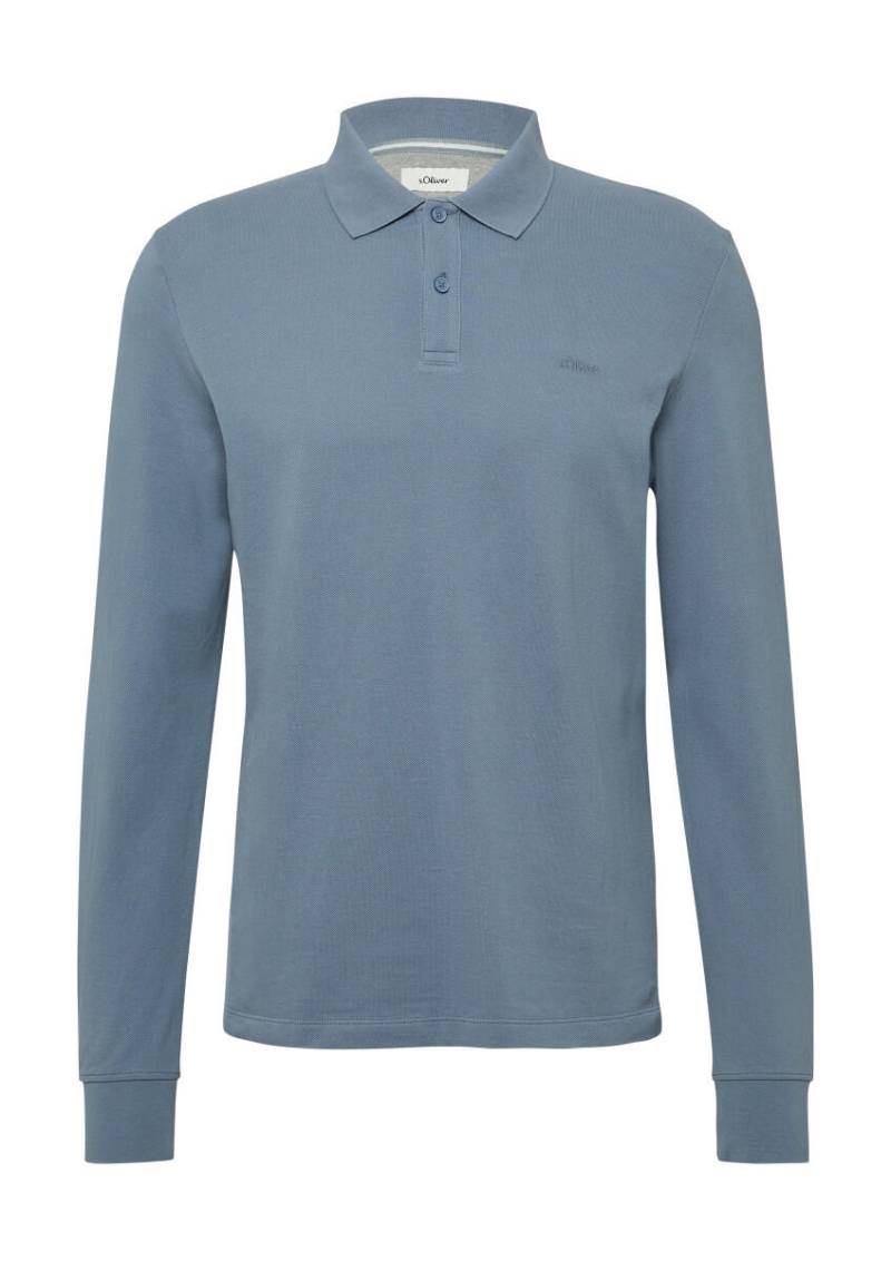 s.Oliver Red Label - Langarm-Poloshirt aus Baumwoll-Piqué mit Bündchen blau - Gr. - M von s.Oliver Red Label