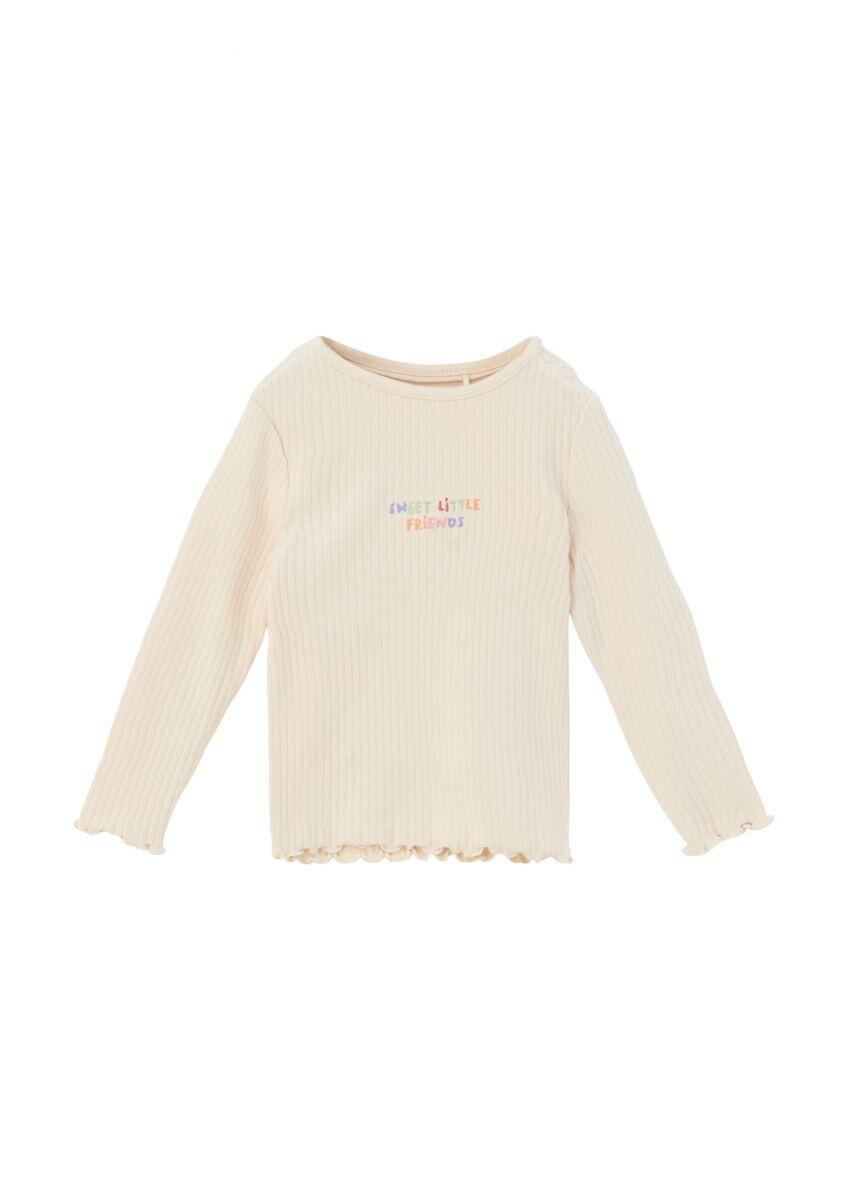 s.Oliver Red Label - Langarmshirt mit Schriftstickerei beige - Gr. - 74 von s.Oliver Red Label