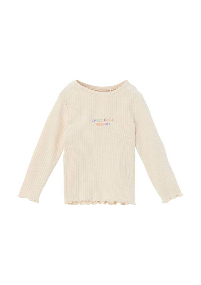 s.Oliver Red Label - Langarmshirt mit Schriftstickerei beige - Gr. - 74 von s.Oliver Red Label