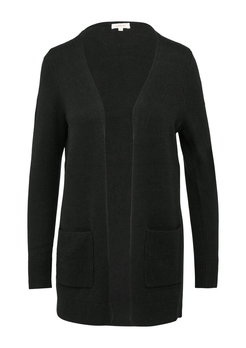 s.Oliver Red Label - Lange Strickjacke mit Rippbündchen schwarz - Gr. - 44 von s.Oliver Red Label