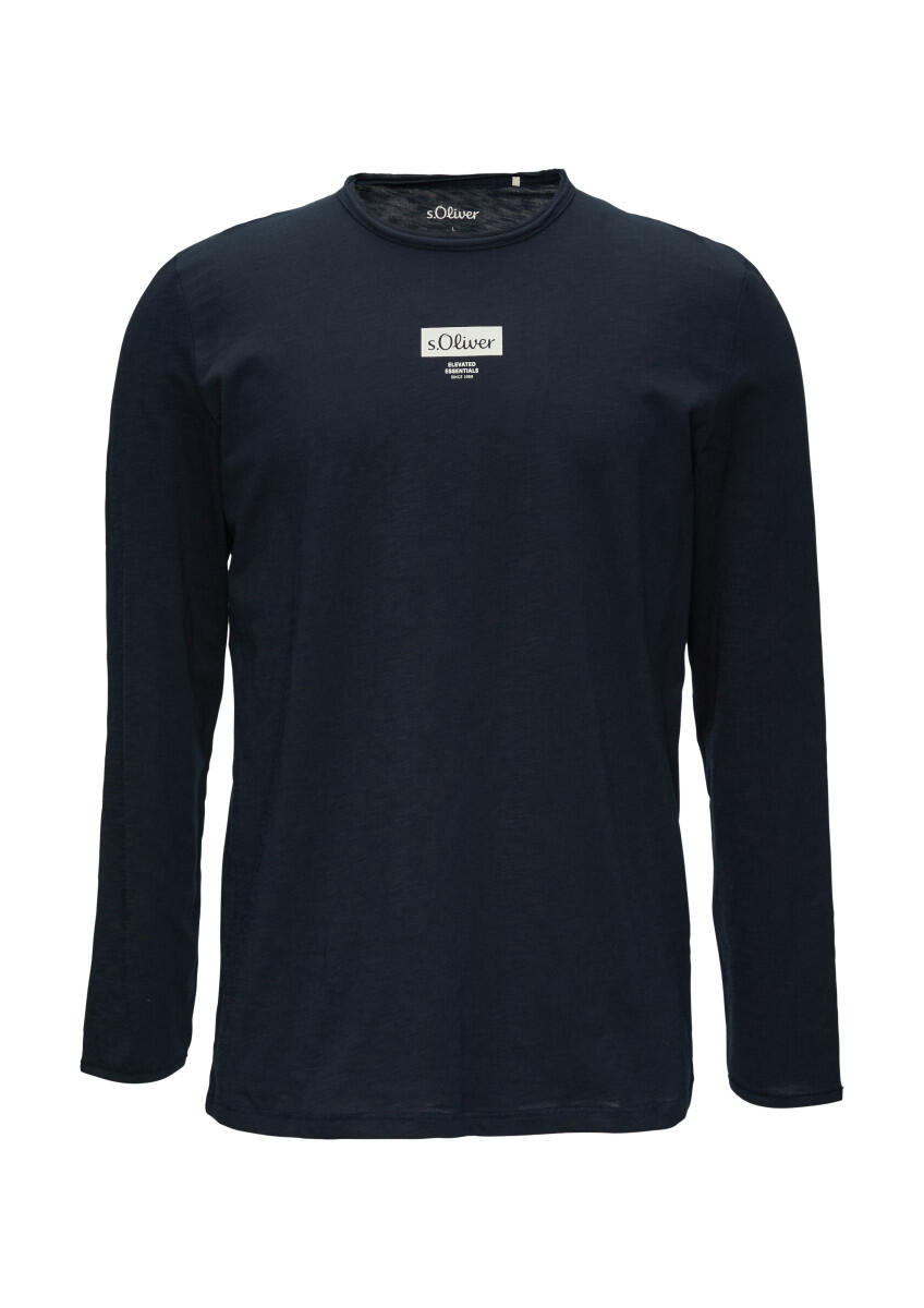 s.Oliver Red Label - Logo-Shirt mit Rollkante blau - Gr. - S von s.Oliver Red Label