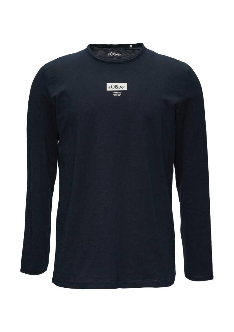 s.Oliver Red Label - Logo-Shirt mit Rollkante blau - Gr. - S von s.Oliver Red Label