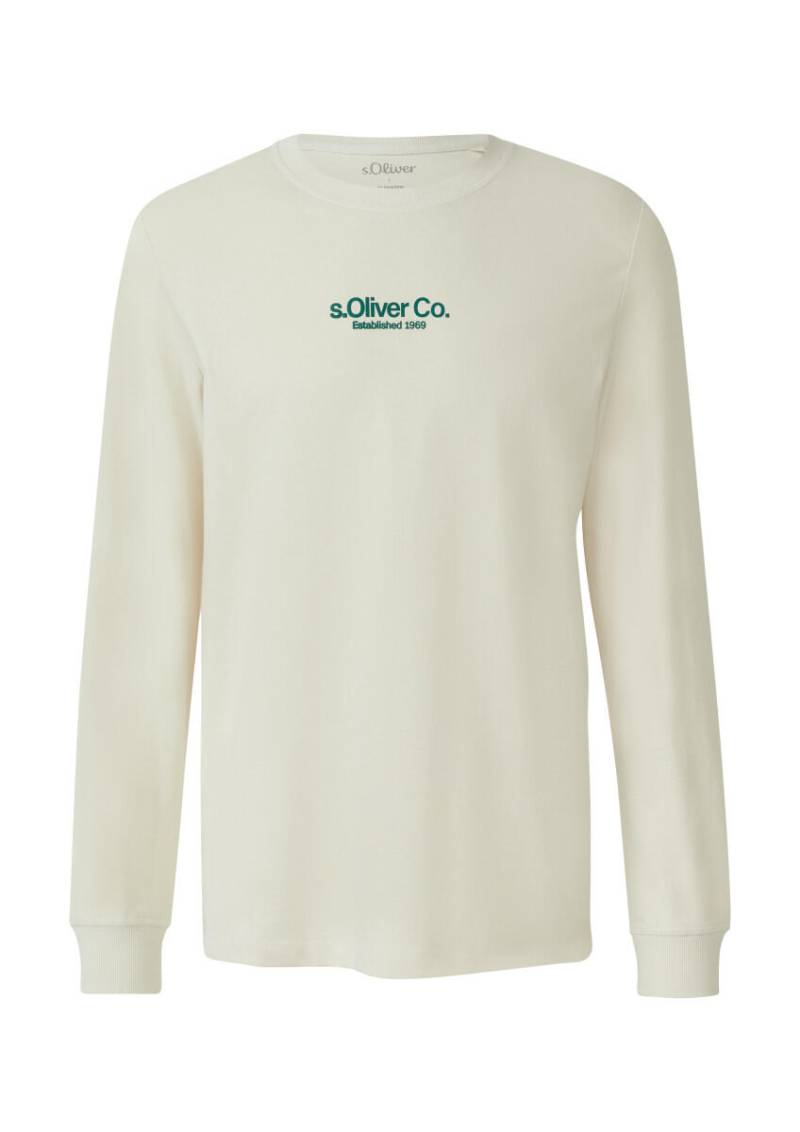 s.Oliver Red Label - Longsleeve aus Baumwolle mit Rippbündchen und Logo weiß - Gr. - S von s.Oliver Red Label