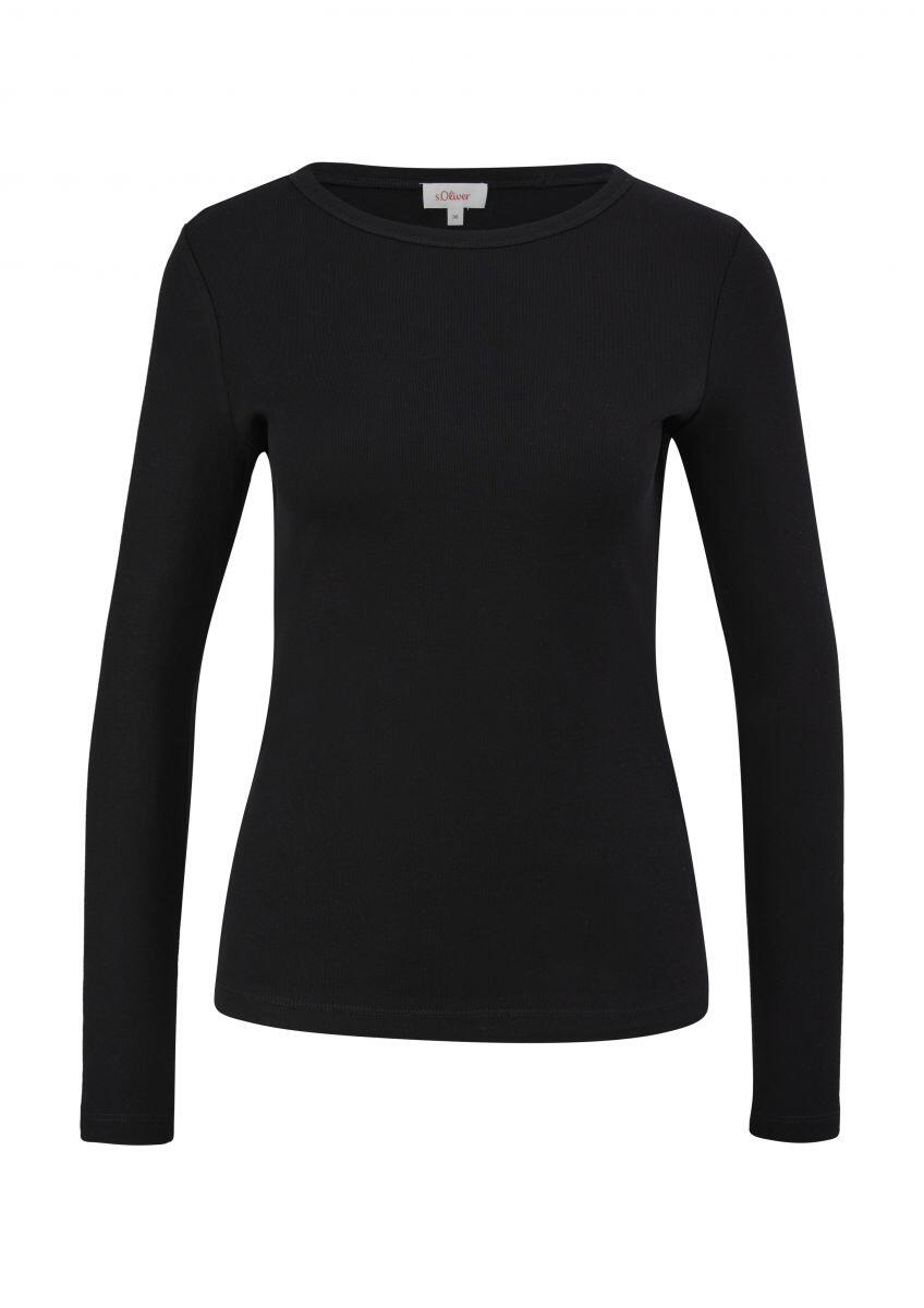 s.Oliver Red Label - Longsleeve mit Rippstruktur schwarz - Gr. - 48 von s.Oliver Red Label