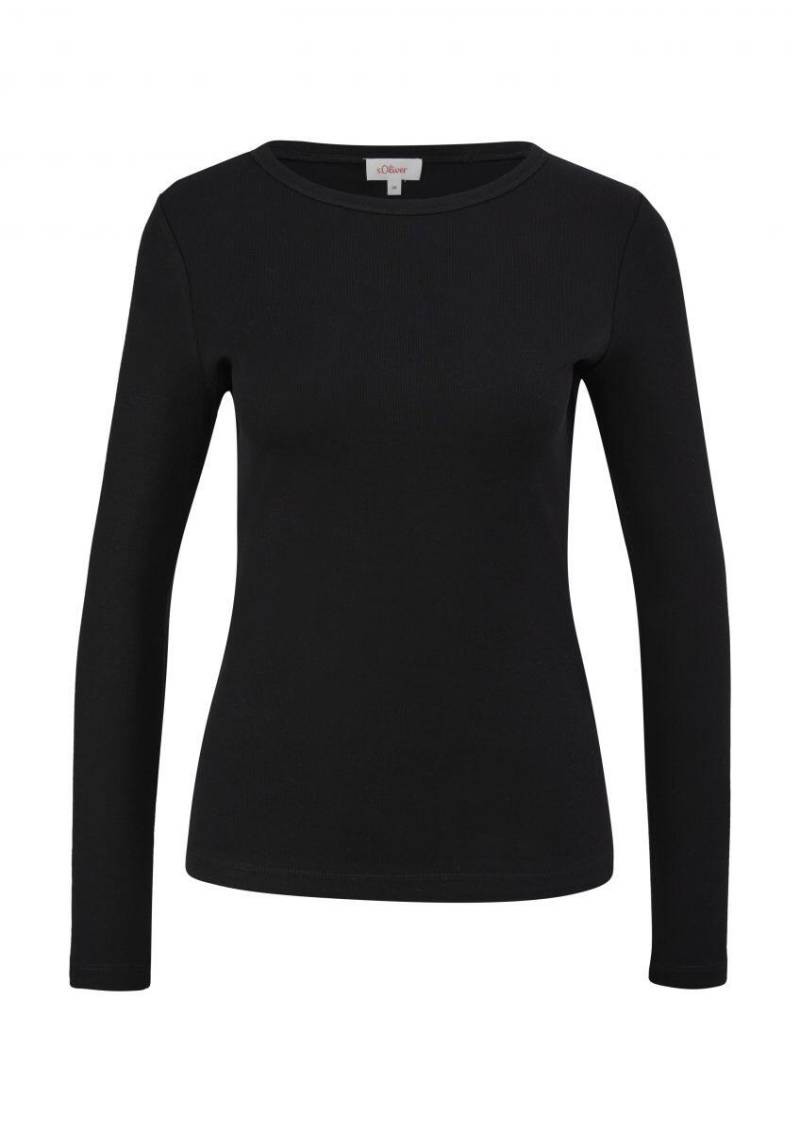 s.Oliver Red Label - Longsleeve mit Rippstruktur schwarz - Gr. - 48 von s.Oliver Red Label