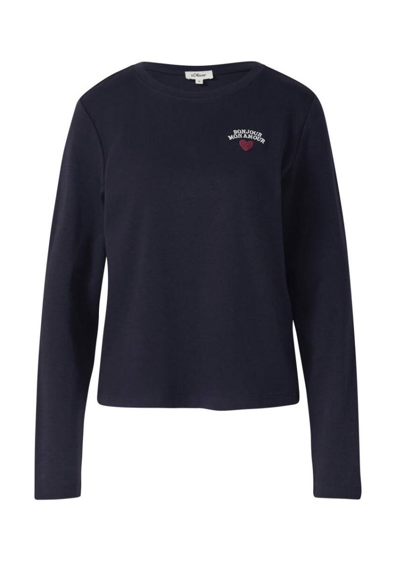 s.Oliver Red Label - Longsleeve mit Stickerei-Detail blau - Gr. - 34 von s.Oliver Red Label