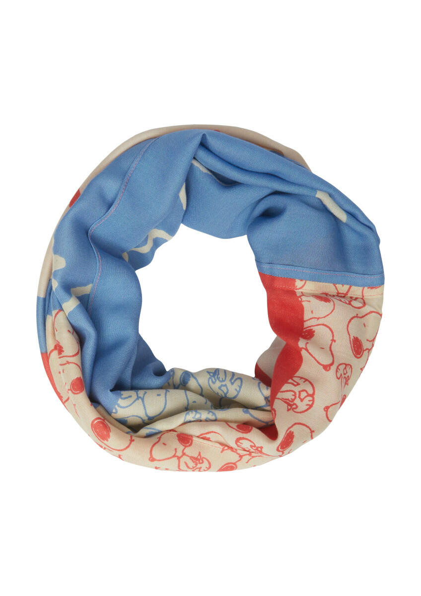 s.Oliver Red Label - Loopschal aus Viskose mit Snoopy Artwork beige/blau/rot - Gr. - ONE SIZE von s.Oliver Red Label