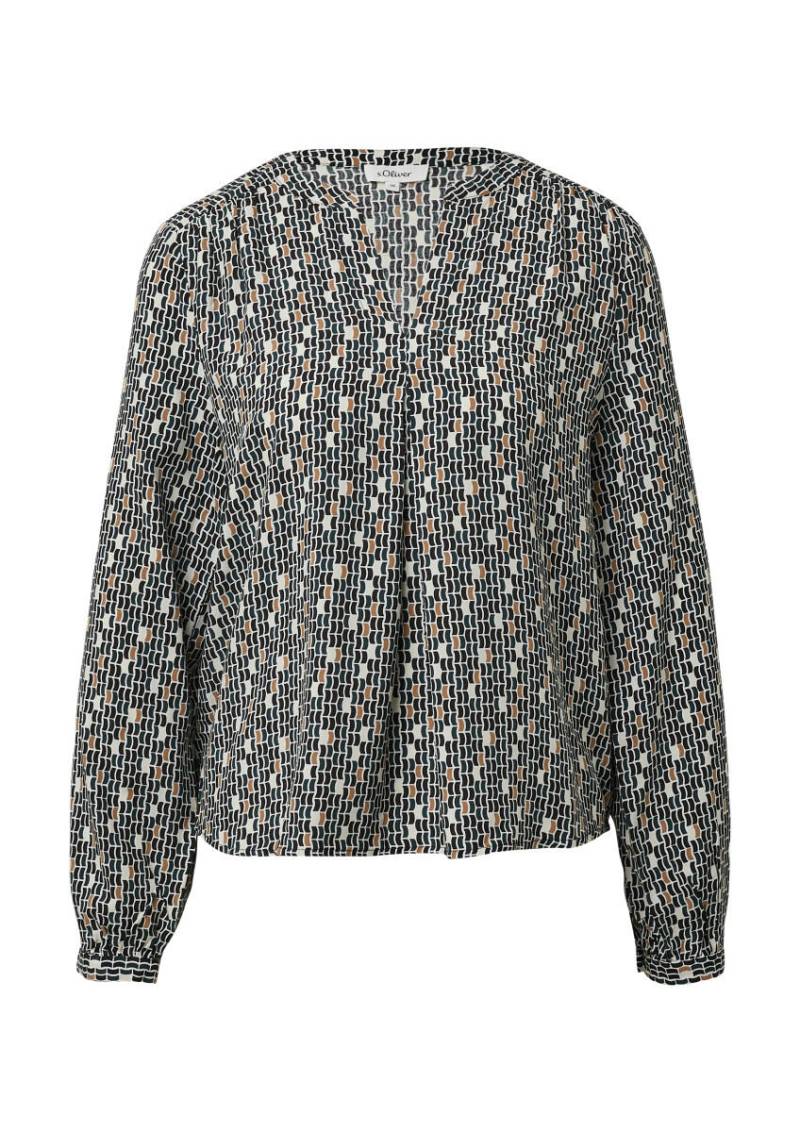 s.Oliver Red Label - Luftige Tunika-Bluse mit All-over-Print schwarz - Gr. - 34 von s.Oliver Red Label