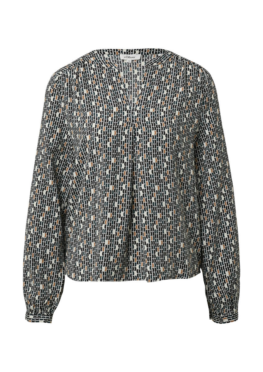 s.Oliver Red Label - Luftige Tunika-Bluse mit All-over-Print schwarz - Gr. - 40 von s.Oliver Red Label