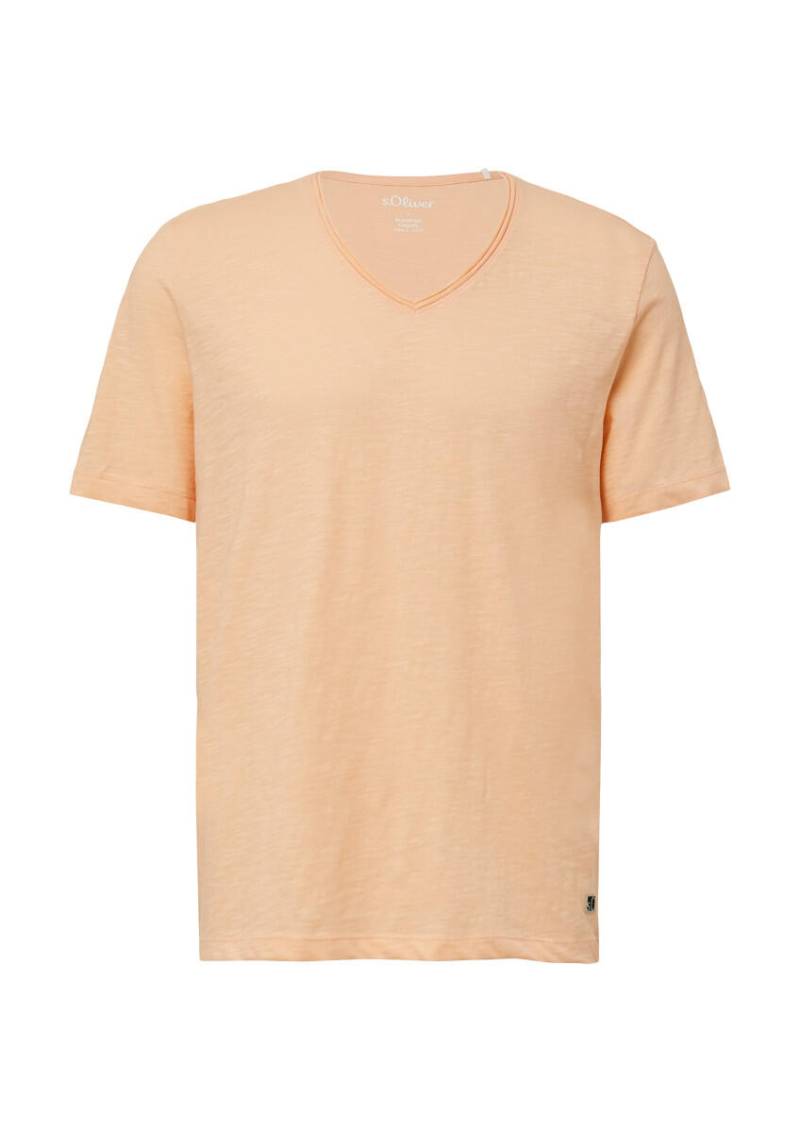 s.Oliver Red Label - Luftiges T-Shirt mit V-Ausschnitt orange - Gr. - S von s.Oliver Red Label