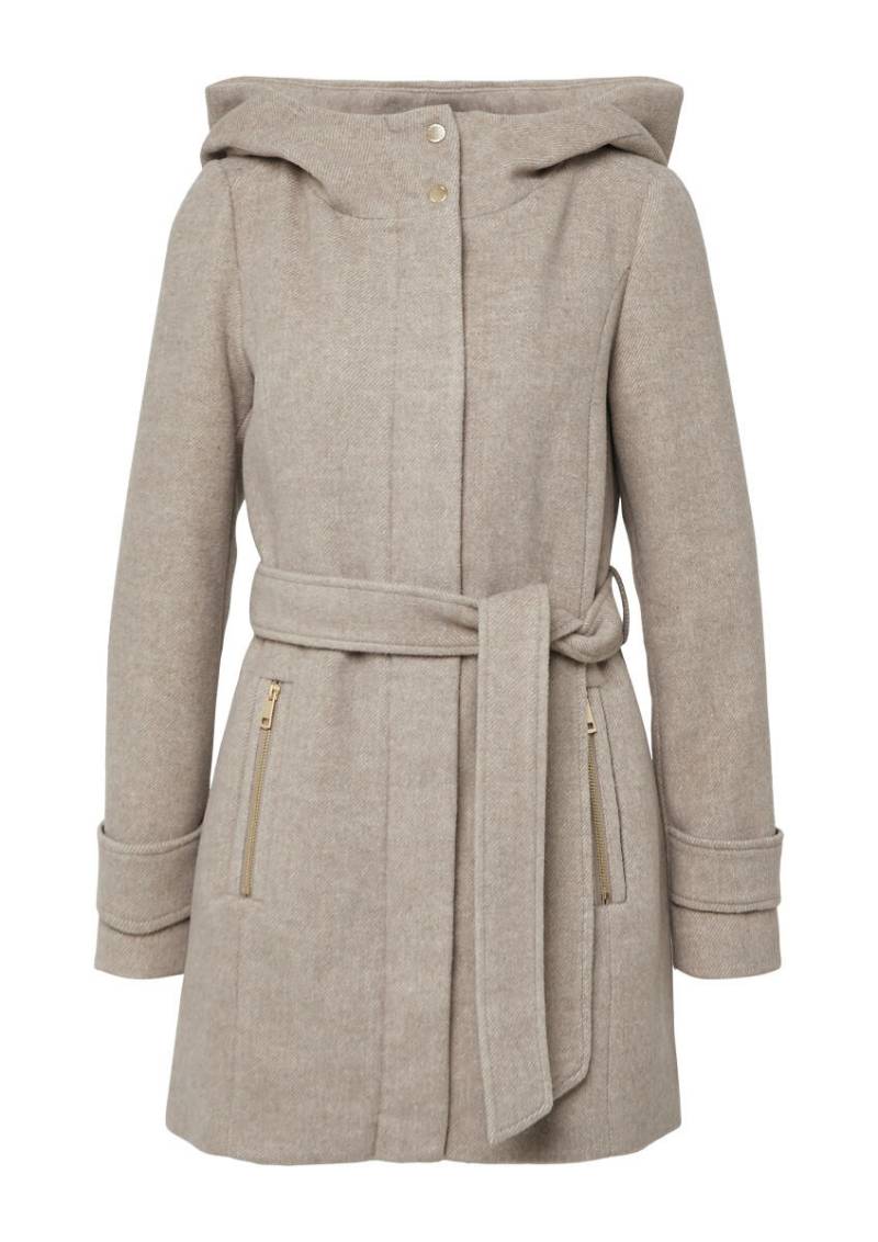 s.Oliver Red Label - Mantel mit Gürtel im Slim Fit beige - Gr. - 44 von s.Oliver Red Label