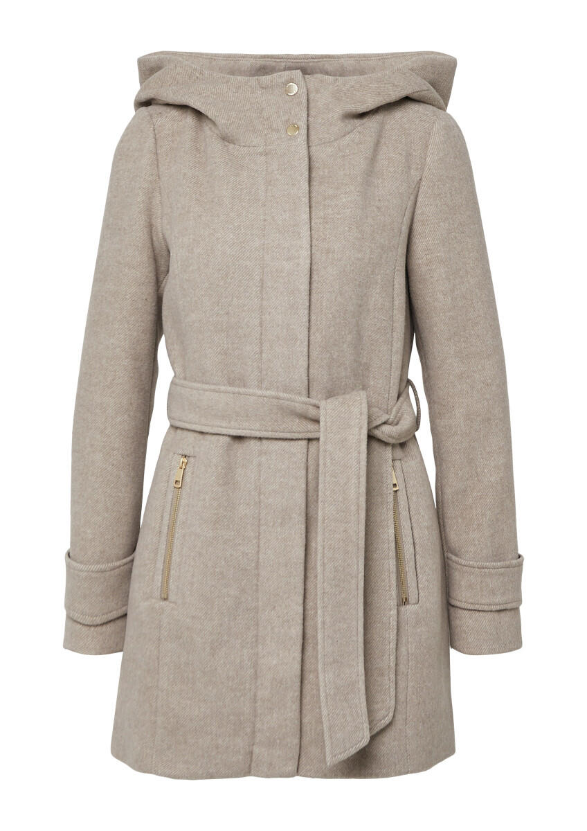 s.Oliver Red Label - Mantel mit Gürtel im Slim Fit beige - Gr. - 46 von s.Oliver Red Label