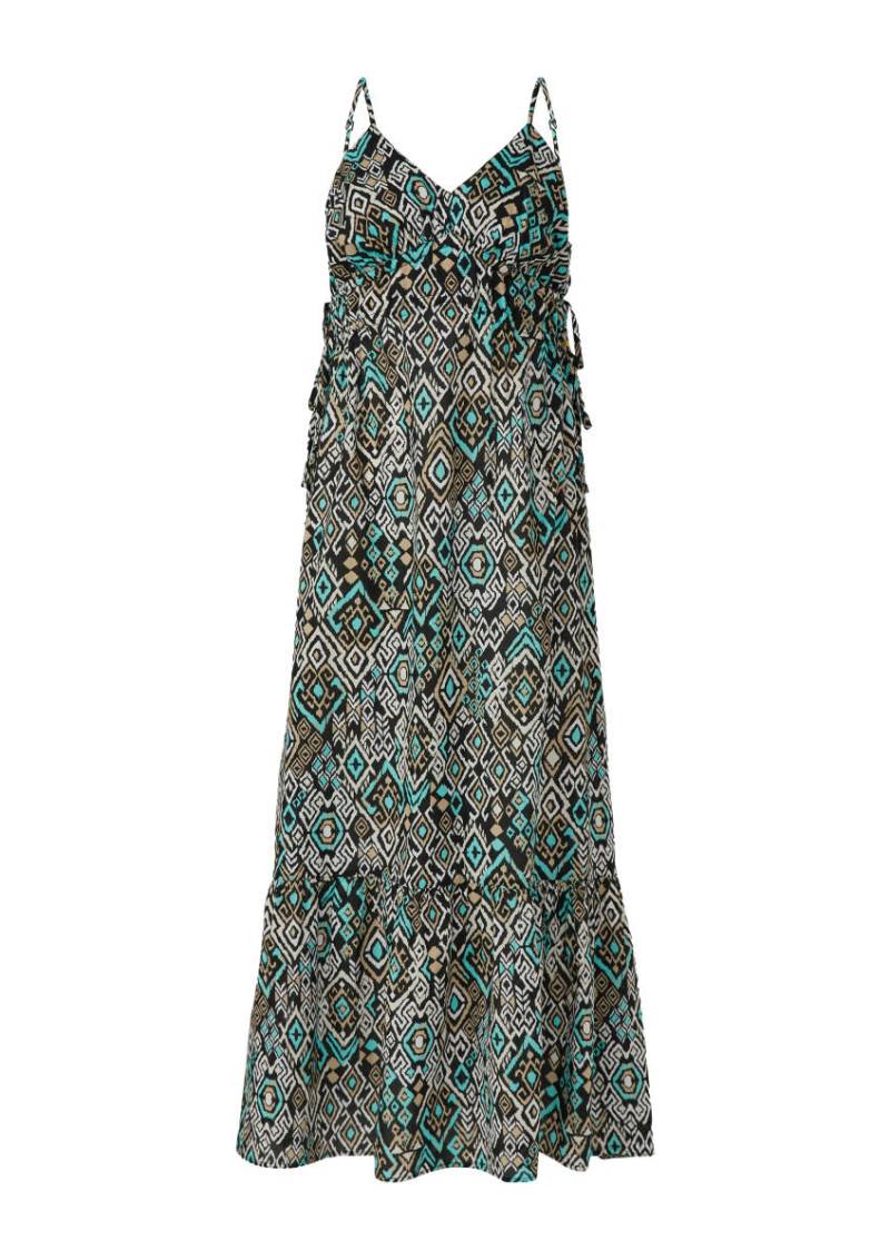 s.Oliver Red Label - Maxikleid aus Baumwolle cyan/schwarz - Gr. - 34 von s.Oliver Red Label