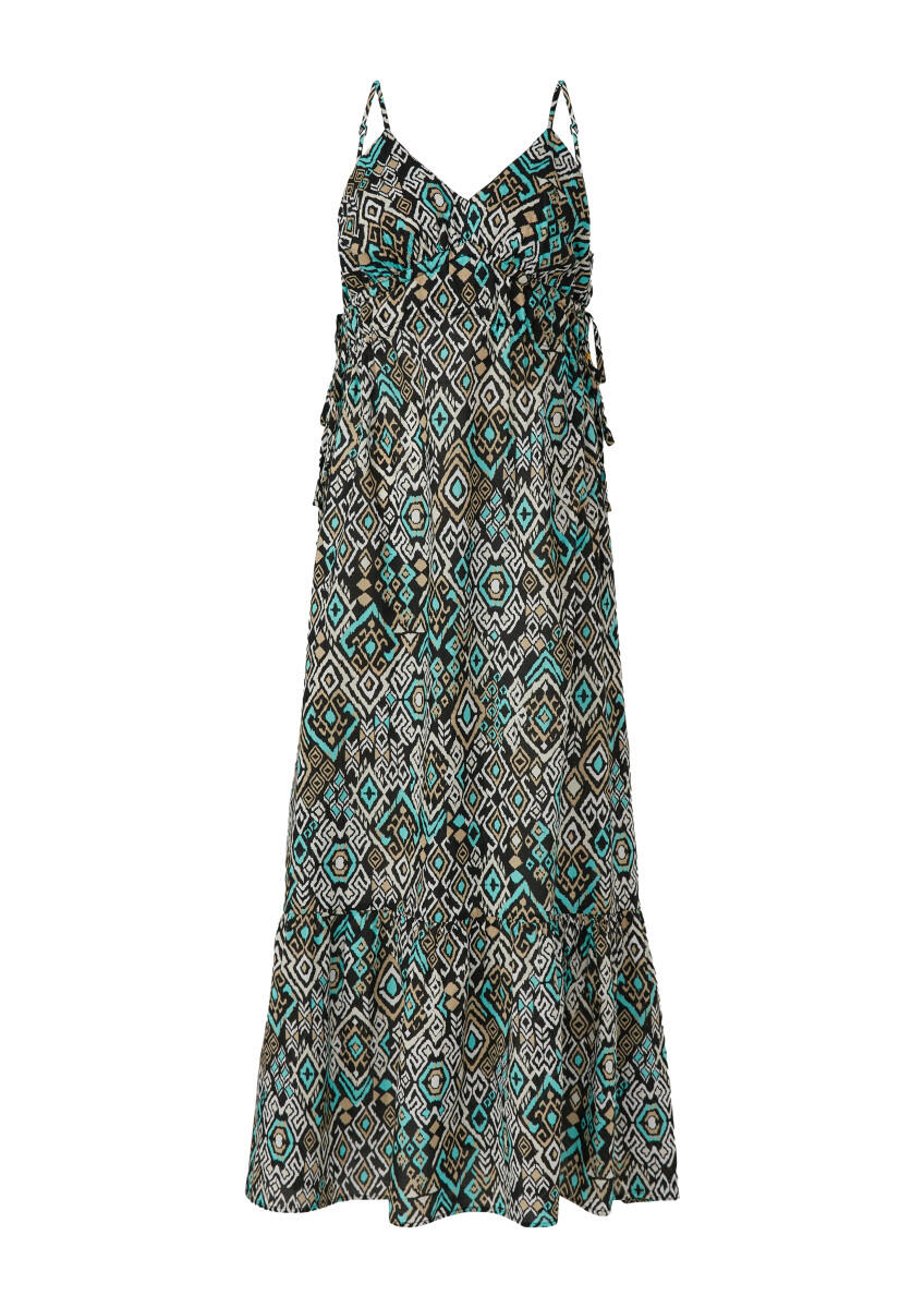 s.Oliver Red Label - Maxikleid aus Baumwolle cyan/schwarz - Gr. - 42 von s.Oliver Red Label
