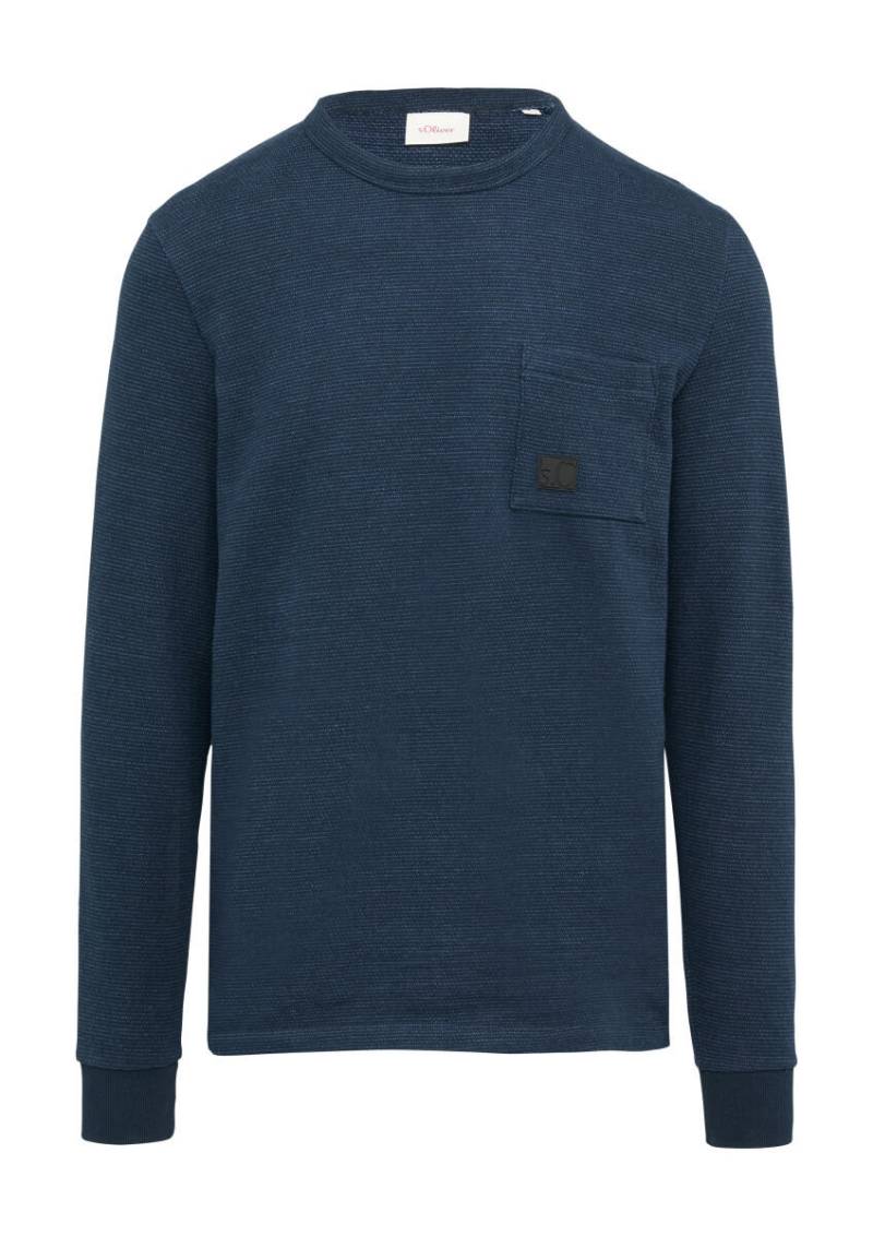 s.Oliver Red Label - Meliertes Longsleeve mit aufgesetzter Brusttasche blau - Gr. - S von s.Oliver Red Label