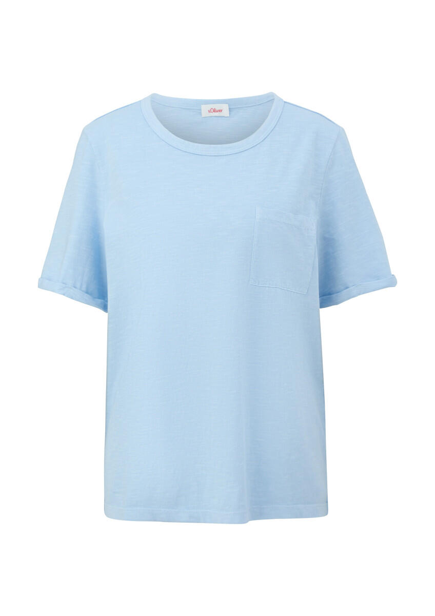 s.Oliver Red Label - Meliertes T-Shirt mit fixiertem Ärmel-Umschlag blau - Gr. - 34 von s.Oliver Red Label