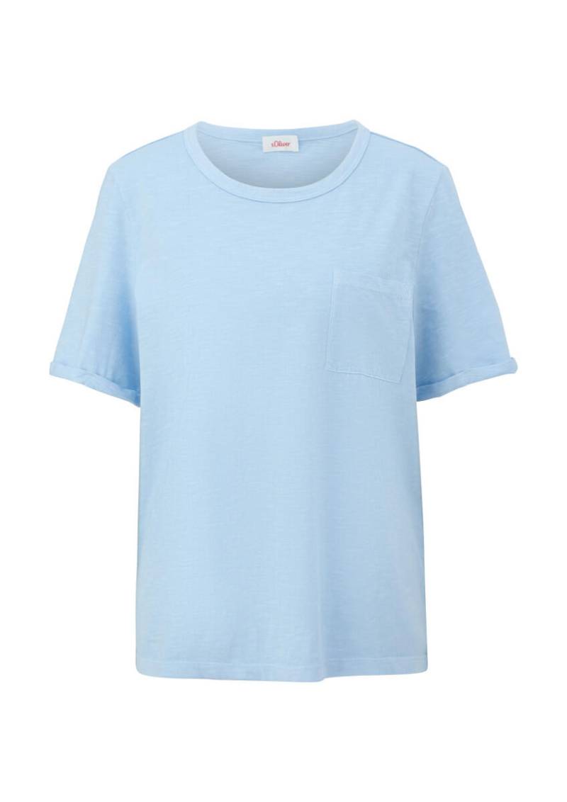 s.Oliver Red Label - Meliertes T-Shirt mit fixiertem Ärmel-Umschlag blau - Gr. - 34 von s.Oliver Red Label