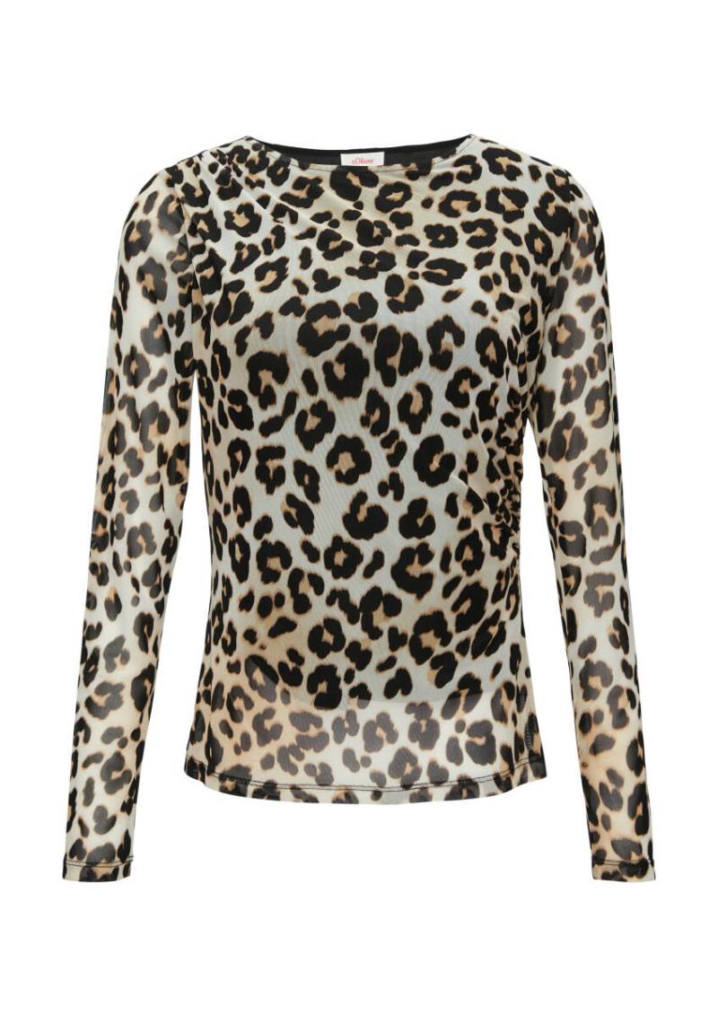 s.Oliver Red Label - Mesh-Shirt mit seitlicher Raffung beige/braun/schwarz - Gr. - 34 von s.Oliver Red Label