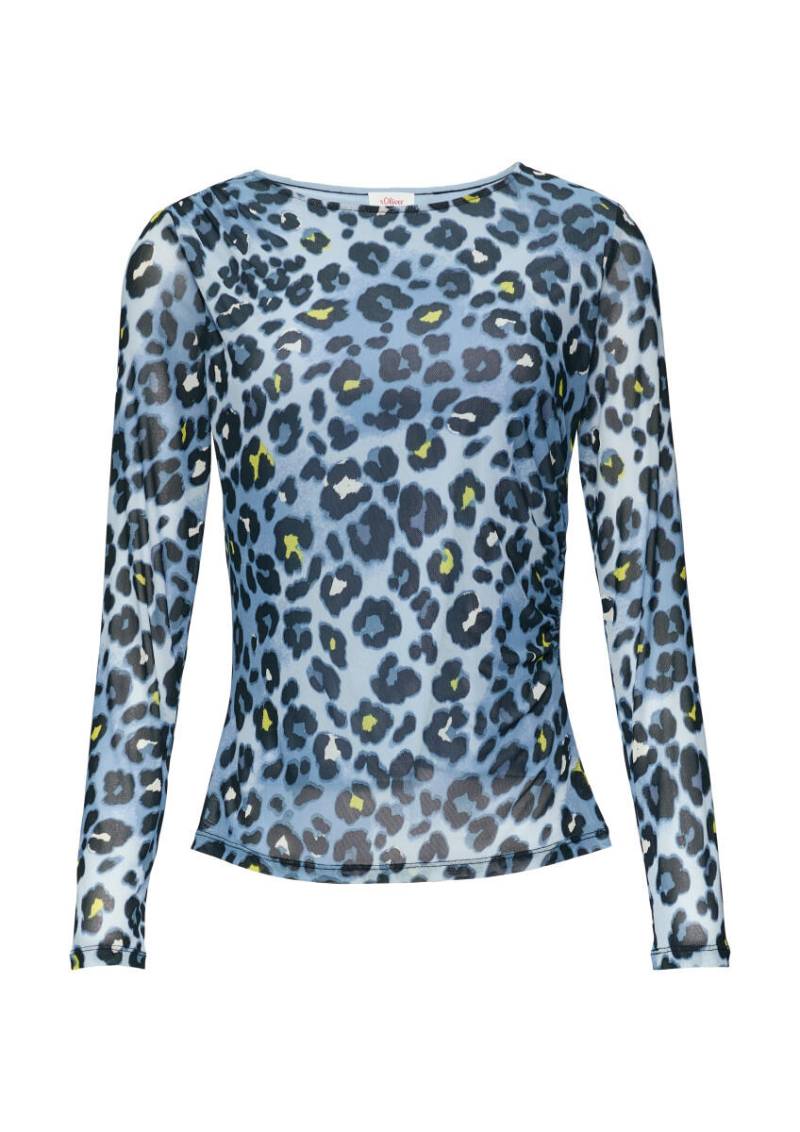 s.Oliver Red Label - Mesh-Shirt mit seitlicher Raffung blau - Gr. - 38 von s.Oliver Red Label