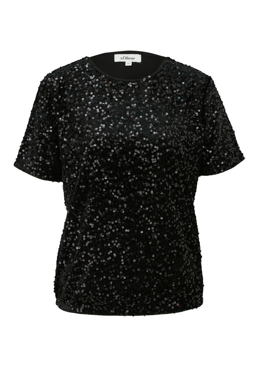 s.Oliver Red Label - Pailletten-Shirt mit Innenfutter schwarz - Gr. - 46 von s.Oliver Red Label