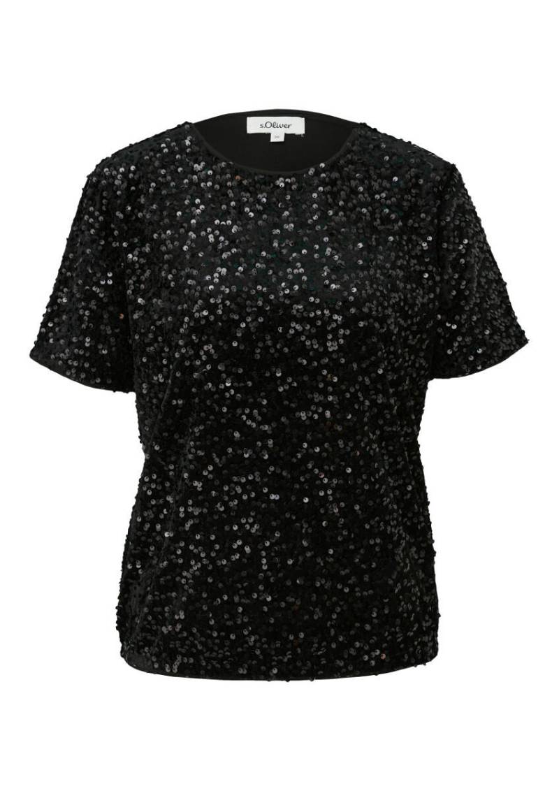 s.Oliver Red Label - Pailletten-Shirt mit Innenfutter schwarz - Gr. - 46 von s.Oliver Red Label