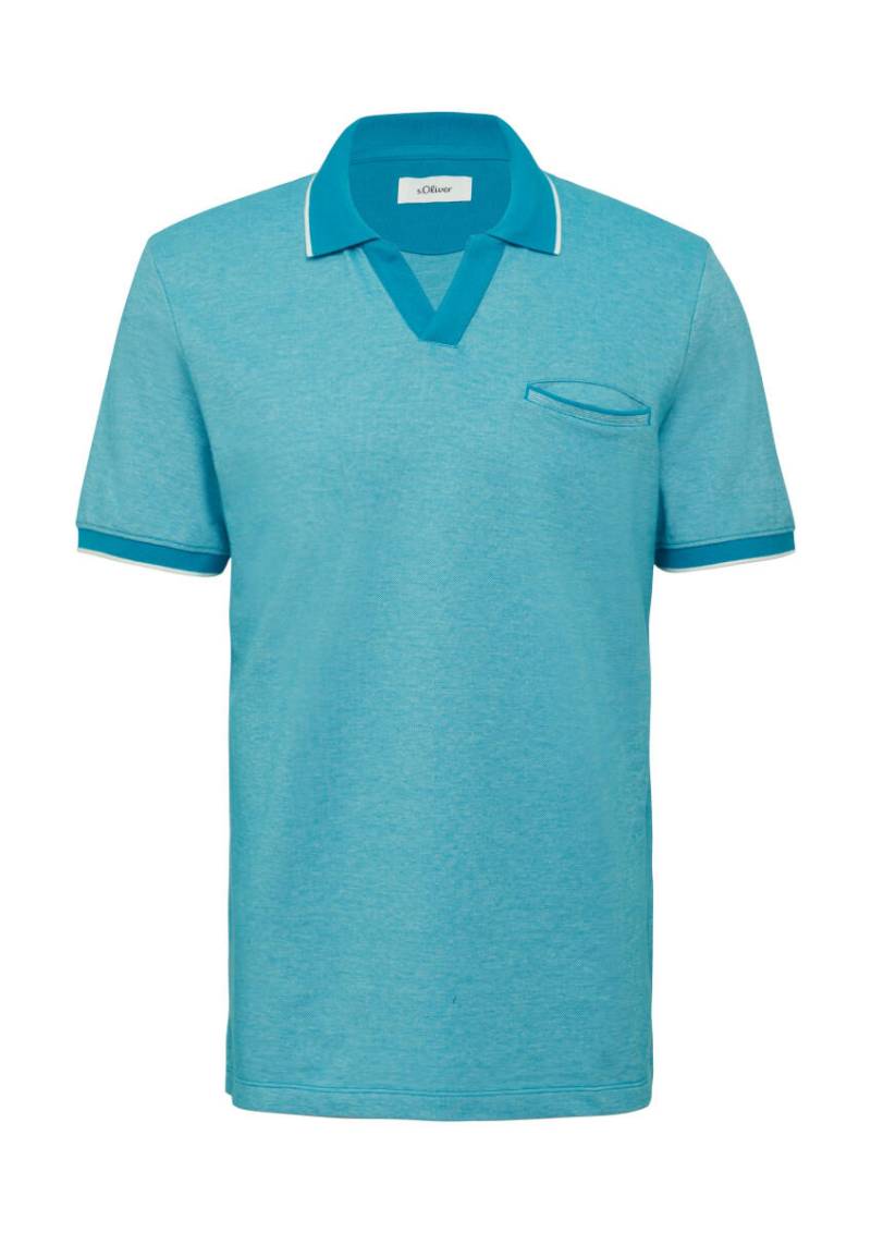 s.Oliver Red Label - Poloshirt aus Bicolour-Piqué blau - Gr. - XXL von s.Oliver Red Label