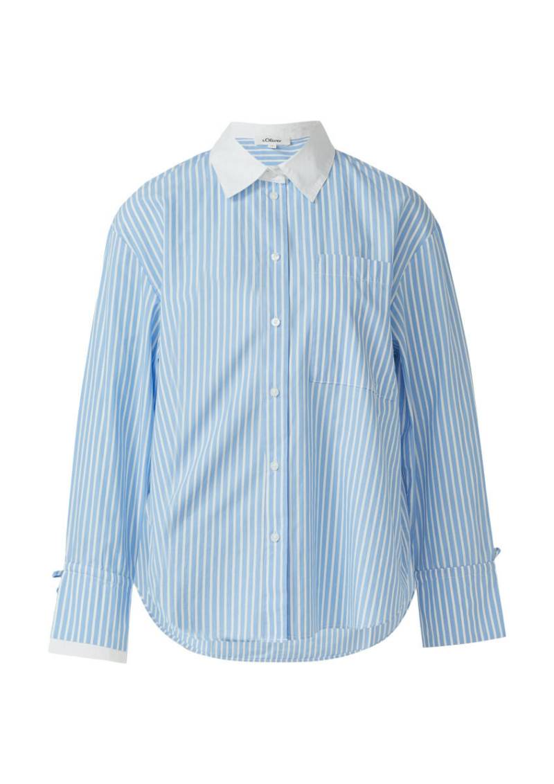 s.Oliver Red Label - Popeline-Bluse im Relaxed Fit mit Manschetten-Detail blau/weiß - Gr. - 36 von s.Oliver Red Label