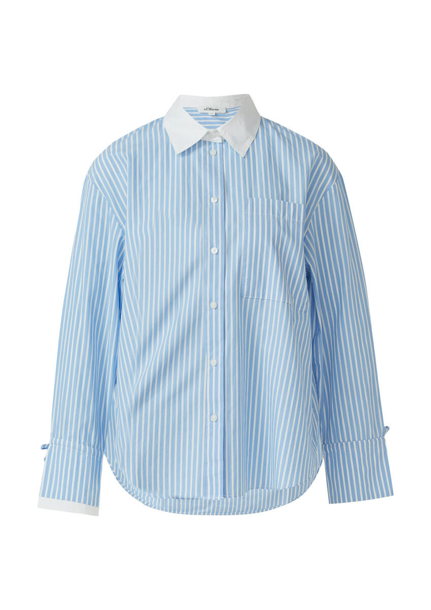 s.Oliver Red Label - Popeline-Bluse im Relaxed Fit mit Manschetten-Detail blau/weiß - Gr. - 38 von s.Oliver Red Label