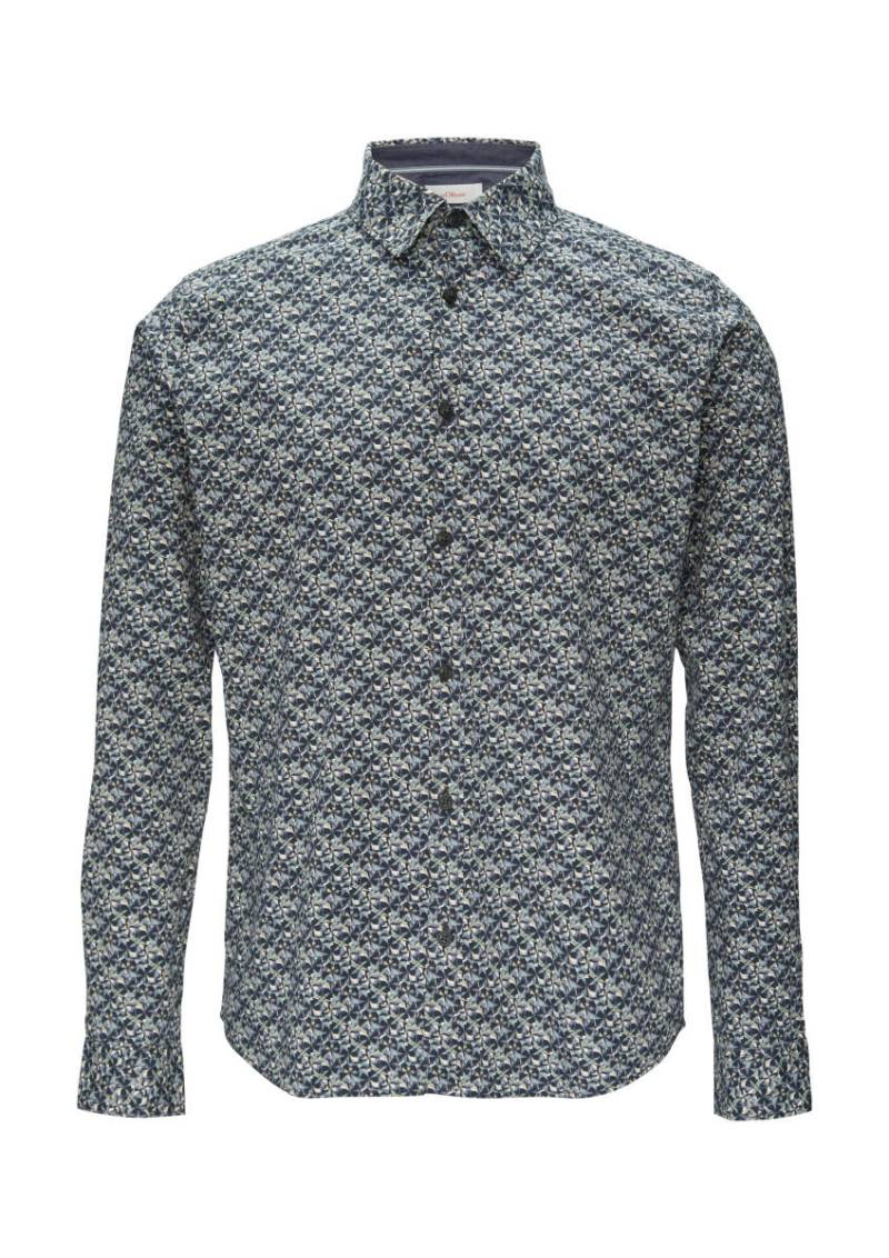 s.Oliver Red Label - Popline-Hemd mit All-Over-Print grau - Gr. - L von s.Oliver Red Label