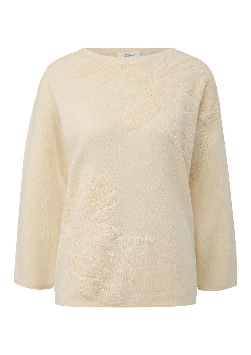 s.Oliver Red Label - Pullover mit floralem Strickmuster beige - Gr. - 34 von s.Oliver Red Label