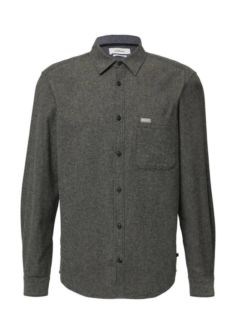 s.Oliver Red Label - Regular Fit: Gewaschenes Hemd aus Baumwolle grau/schwarz - Gr. - M von s.Oliver Red Label