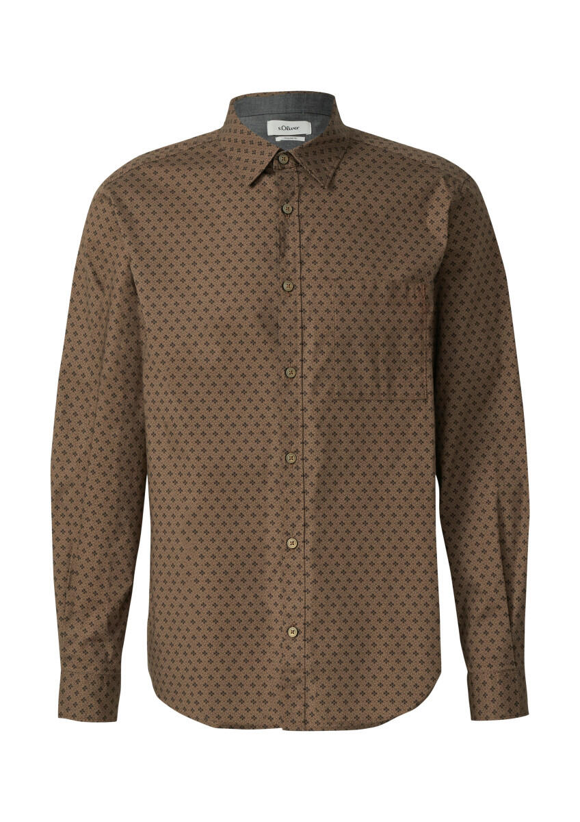 s.Oliver Red Label - Regular Fit: Hemd mit Allover-Print und Brusttasche braun - Gr. - XXL von s.Oliver Red Label