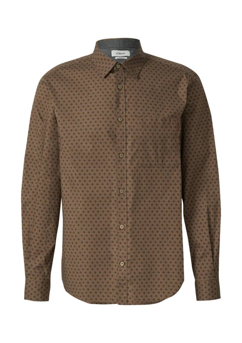 s.Oliver Red Label - Regular Fit: Hemd mit Allover-Print und Brusttasche braun - Gr. - XXL von s.Oliver Red Label