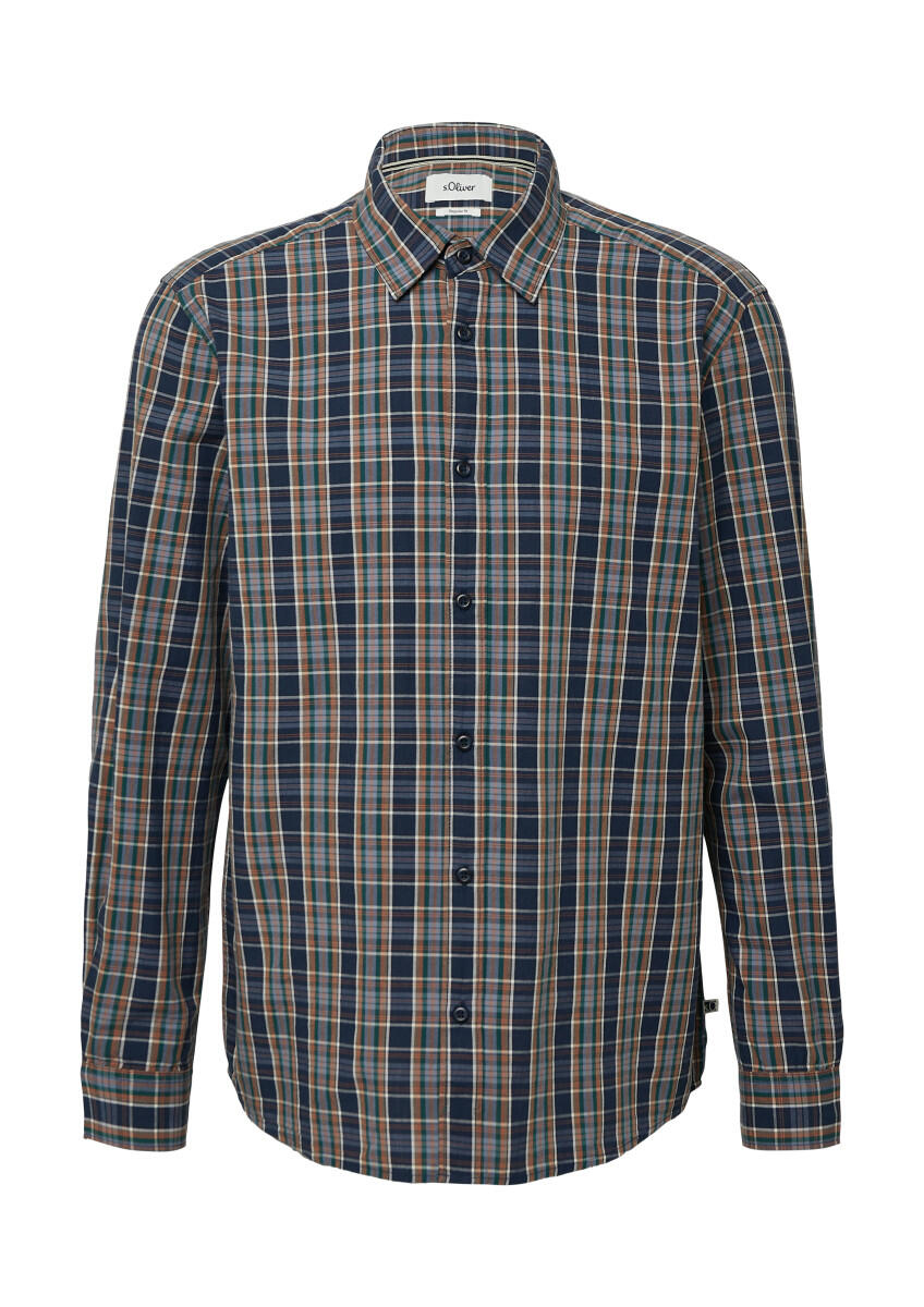 s.Oliver Red Label - Regular Fit: Kariertes Hemd mit Kentkragen blau - Gr. - S von s.Oliver Red Label