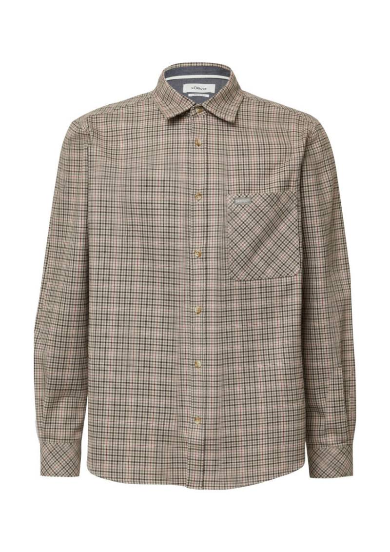 s.Oliver Red Label - Regular Fit: Kariertes Hemd mit Waschung beige - Gr. - S von s.Oliver Red Label