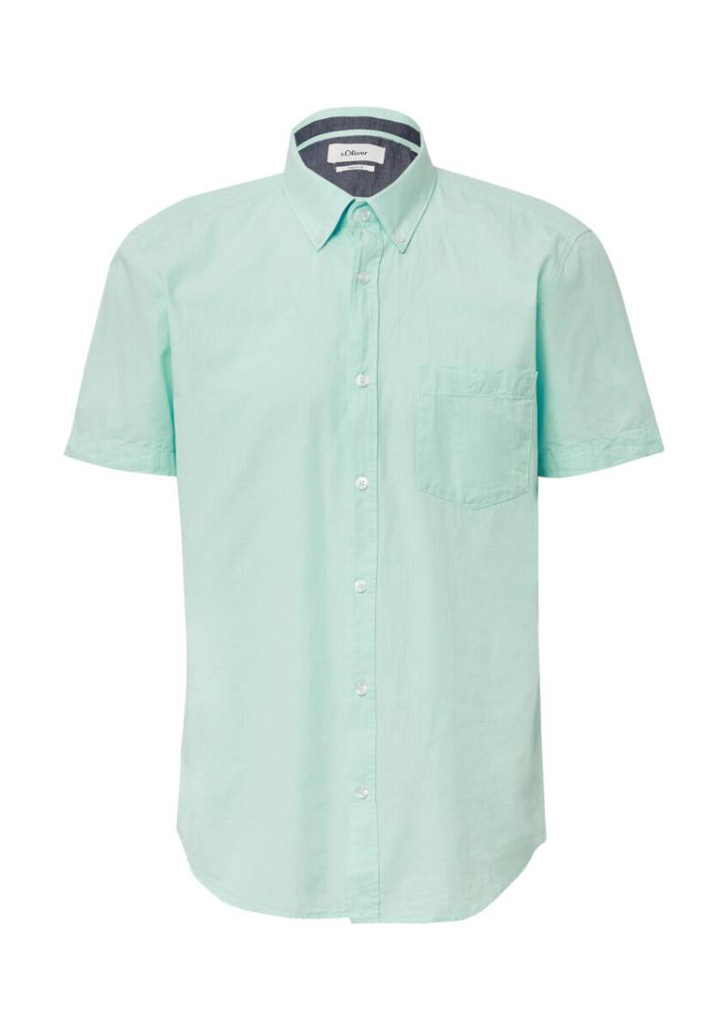 s.Oliver Red Label - Regular Fit: Kurzarmhemd mit Struktur-Streifen blau - Gr. - XXL von s.Oliver Red Label