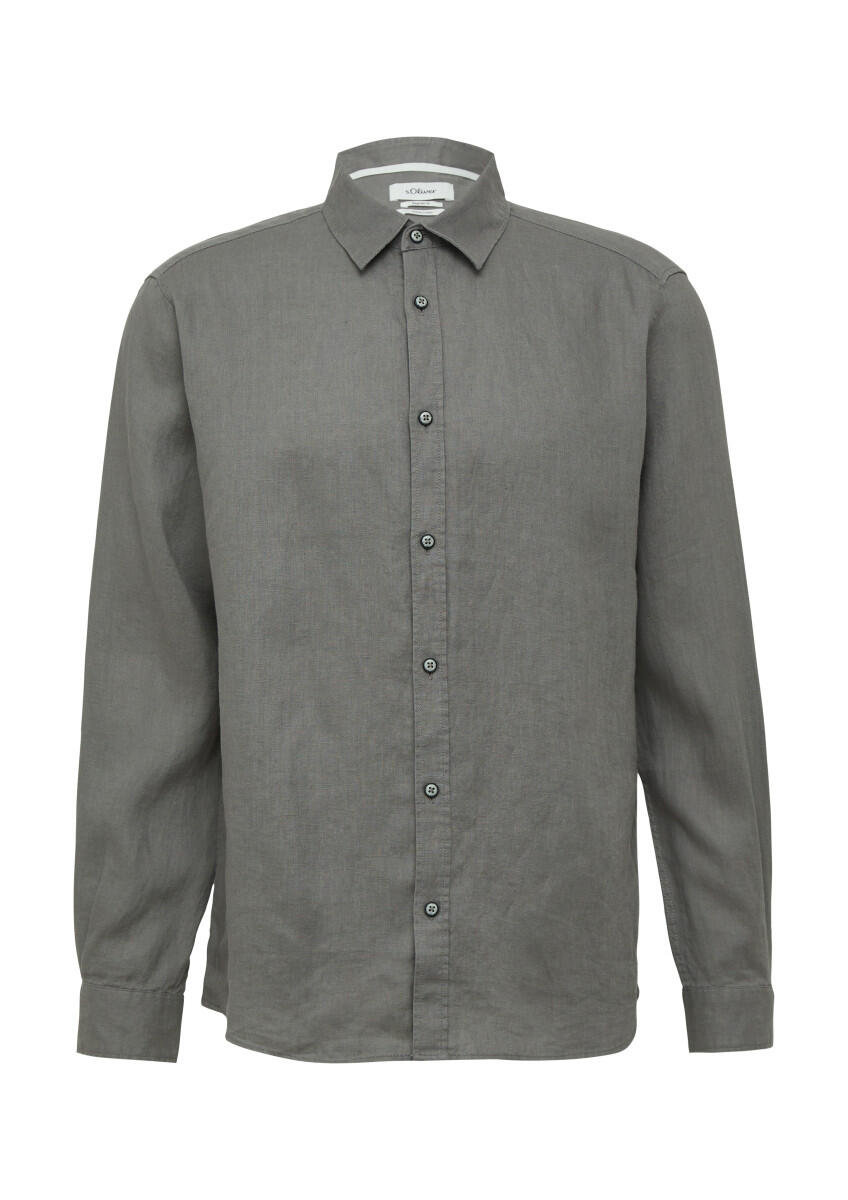 s.Oliver Red Label - Regular Fit: Langarmhemd aus Leinen grau - Gr. - M von s.Oliver Red Label