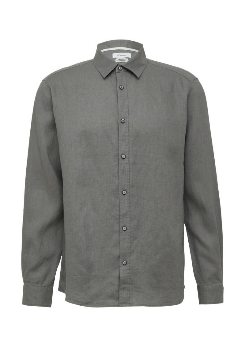 s.Oliver Red Label - Regular Fit: Langarmhemd aus Leinen grau - Gr. - M von s.Oliver Red Label