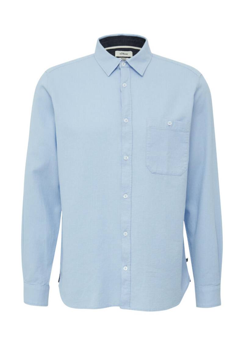 s.Oliver Red Label - Regular Fit: Strukturiertes Baumwollhemd mit Kentkragen blau - Gr. - XXL von s.Oliver Red Label