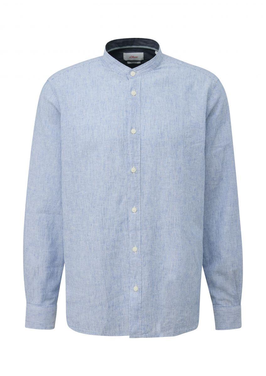 s.Oliver Red Label - Regular: Hemd aus Baumwoll-Leinen-Mix blau - Gr. - M von s.Oliver Red Label