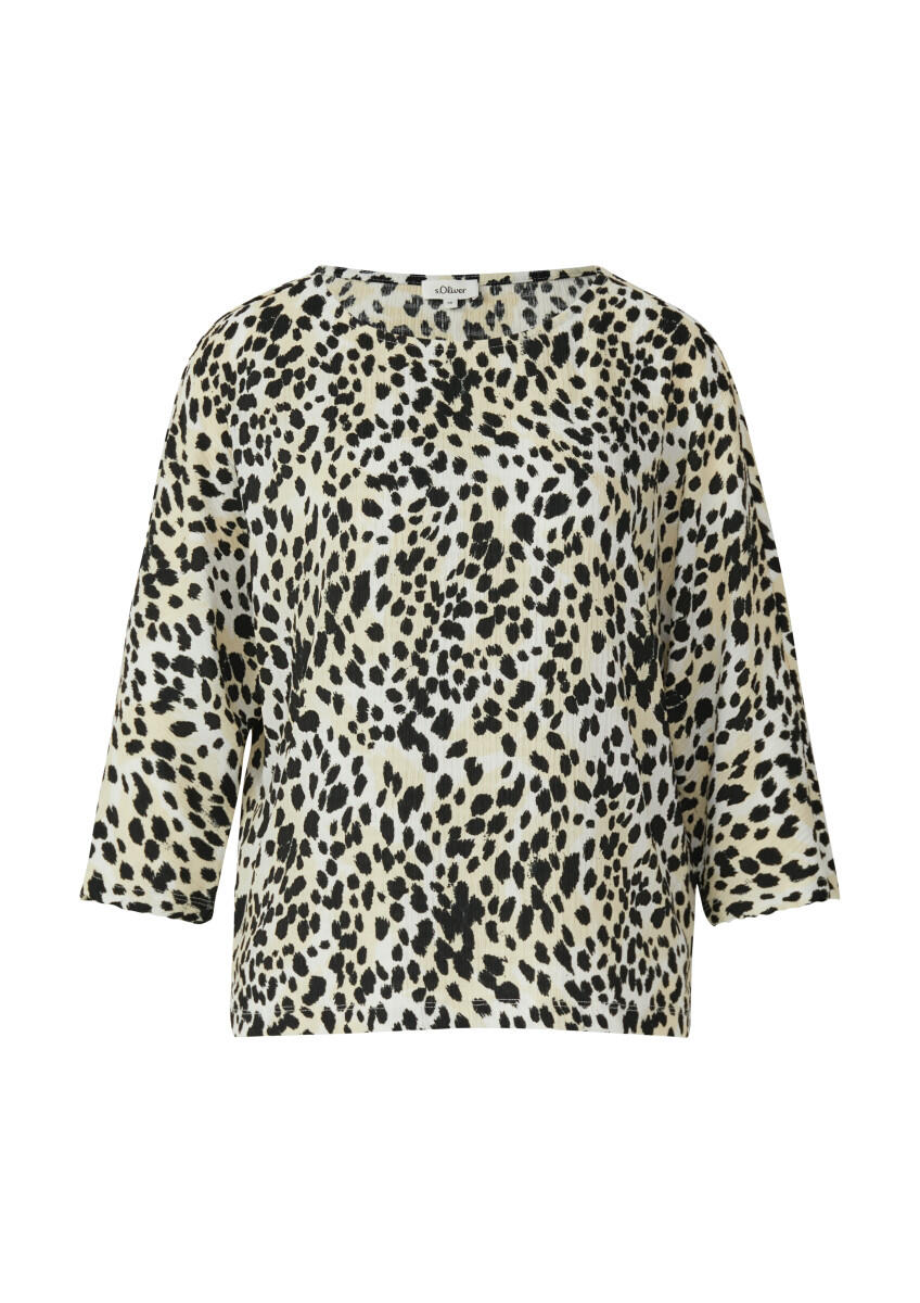 s.Oliver Red Label - Relaxed-Fit-Shirt mit 3/4-Fledermausärmeln und All-over-Print beige - Gr. - 38 von s.Oliver Red Label