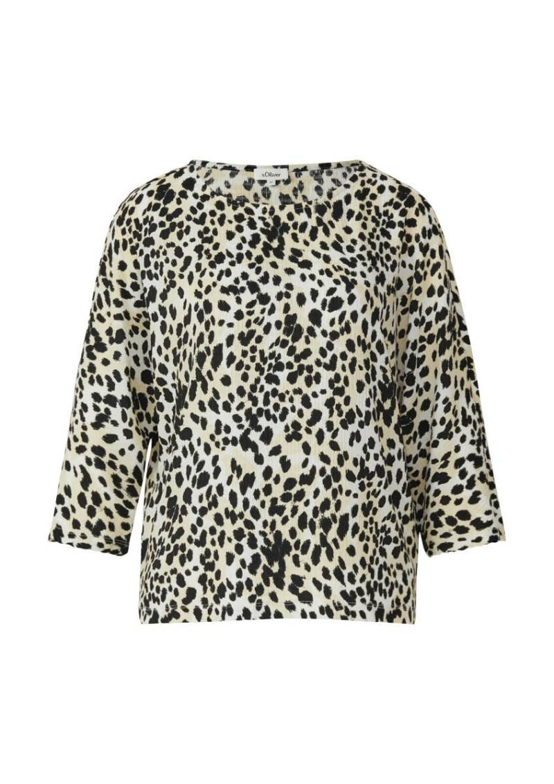 s.Oliver Red Label - Relaxed-Fit-Shirt mit 3/4-Fledermausärmeln und All-over-Print beige - Gr. - 44 von s.Oliver Red Label