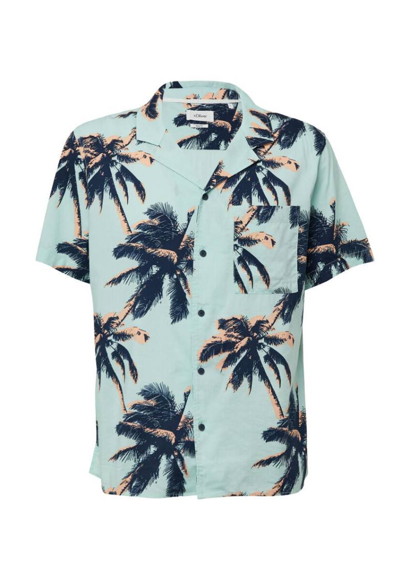 s.Oliver Red Label - Resort Fit: Kurzarmhemd aus Viskosemix blau - Gr. - L von s.Oliver Red Label