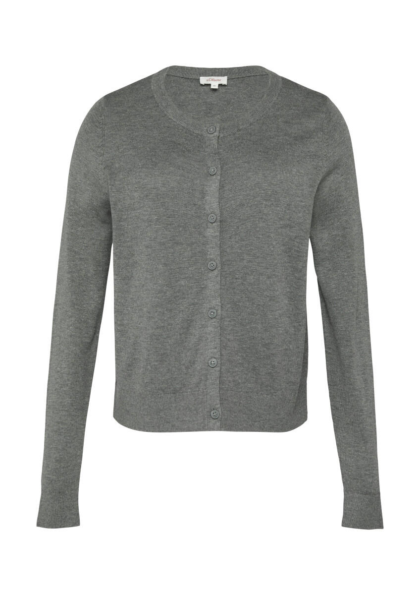 s.Oliver Red Label - Rundhals-Strickjacke mit Knopfleiste grau - Gr. - 40 von s.Oliver Red Label
