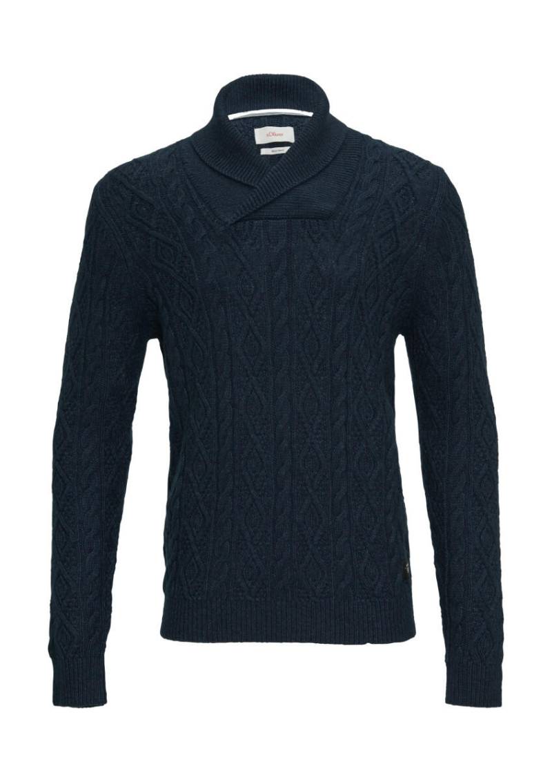 s.Oliver Red Label - Schalkragenpullover mit Zopfmuster blau - Gr. - 3XL von s.Oliver Red Label
