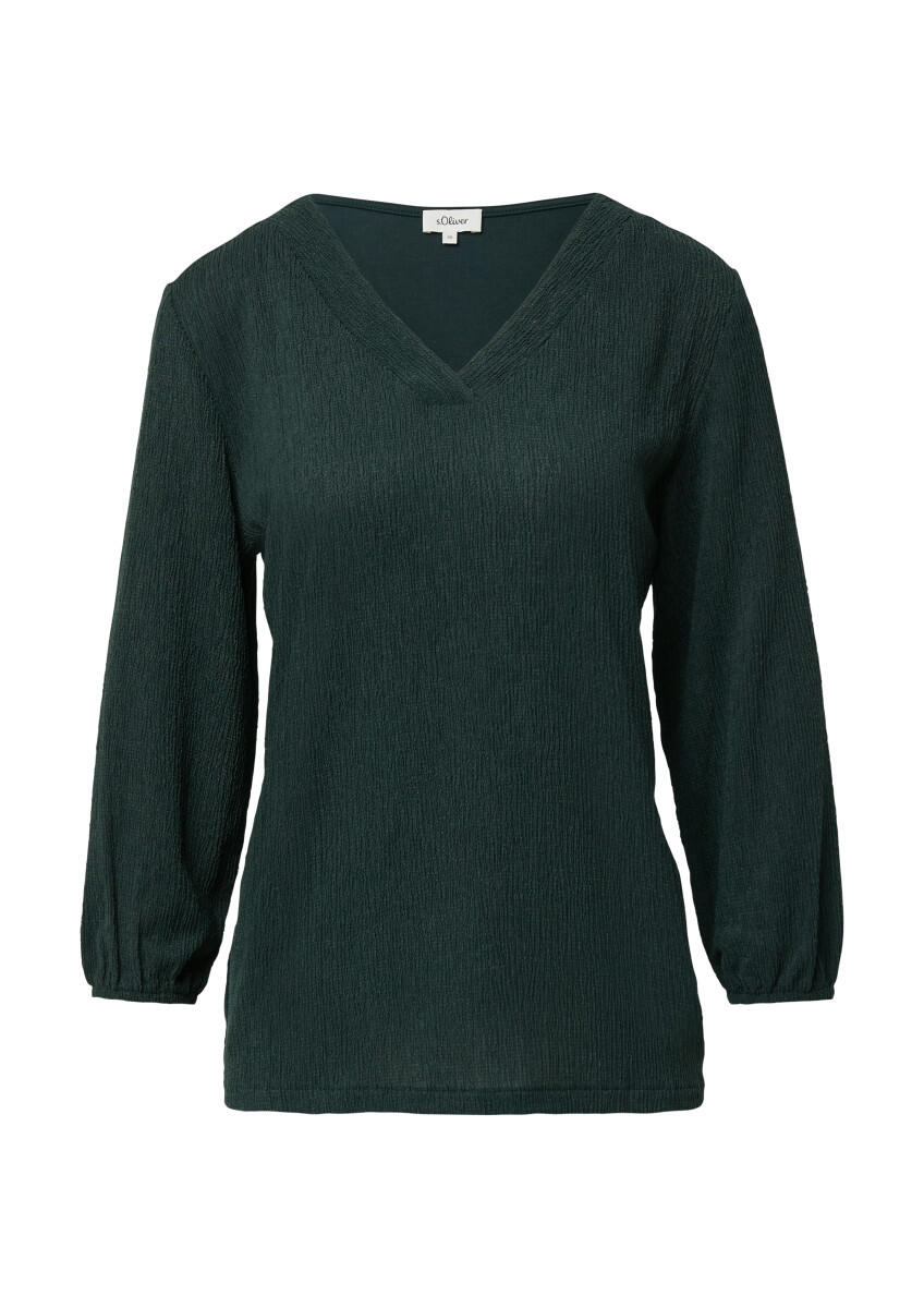 s.Oliver Red Label - Shirt mit V-Ausschnitt und 3/4-Arm grün - Gr. - 46 von s.Oliver Red Label