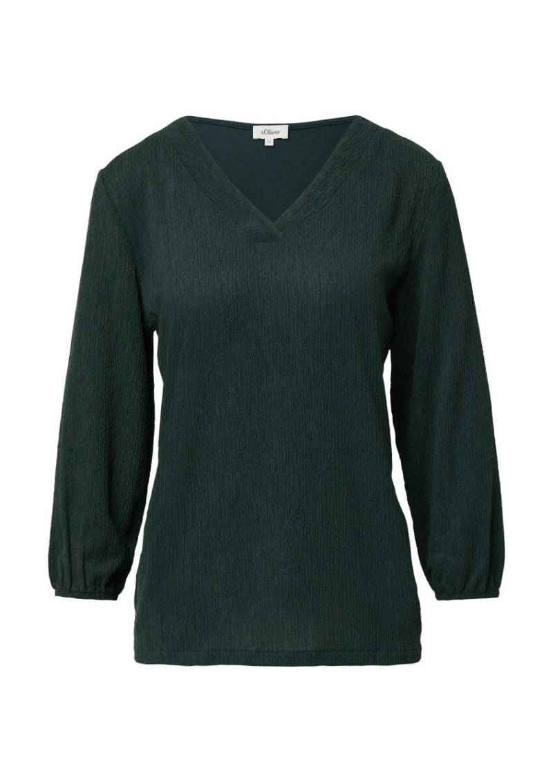 s.Oliver Red Label - Shirt mit V-Ausschnitt und 3/4-Arm grün - Gr. - 46 von s.Oliver Red Label