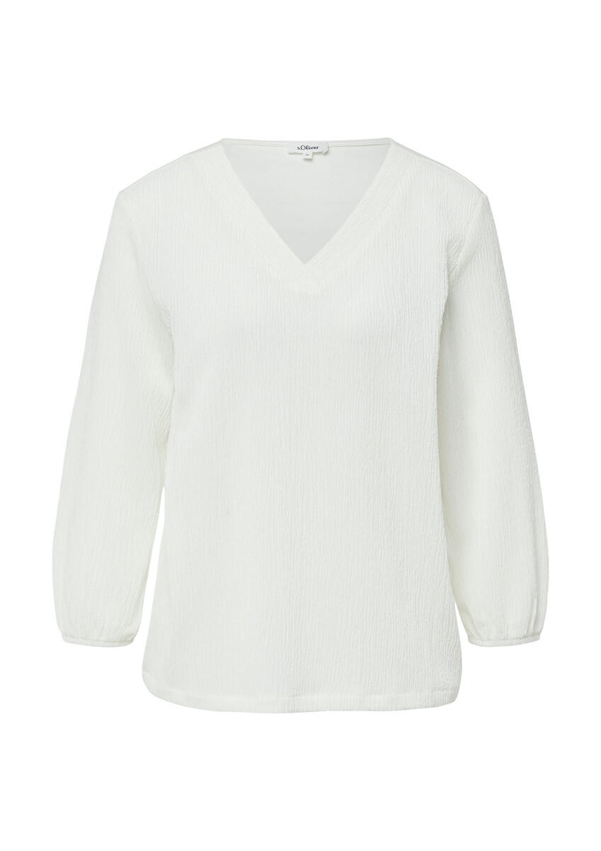 s.Oliver Red Label - Shirt mit V-Ausschnitt und 3/4-Arm weiß - Gr. - 36 von s.Oliver Red Label